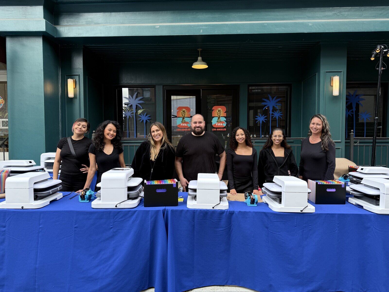Full-color DTF t-shirt being made at an event